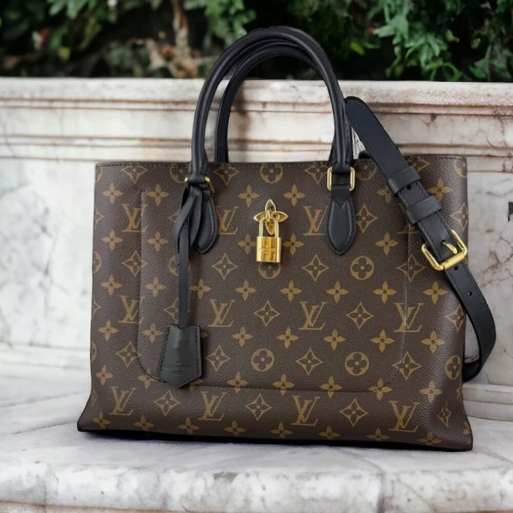 🤩✨🌟 SUPER EXCELLENT CONDITION!! LOUIS VUITTON Monogram Flower Noir Tote